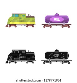 Isolated object of train and station icon. Collection of train and ticket stock vector illustration.