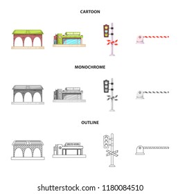Isolated object of train and station icon. Collection of train and ticket vector icon for stock.