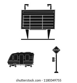 Isolated object of train and station icon. Collection of train and ticket vector icon for stock.