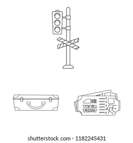 Isolated object of train and station icon. Collection of train and ticket vector icon for stock.