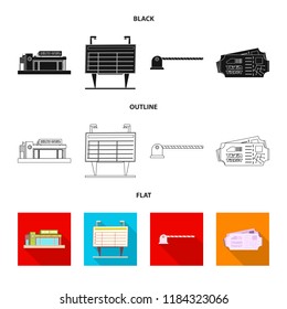 Isolated object of train and station icon. Collection of train and ticket vector icon for stock.