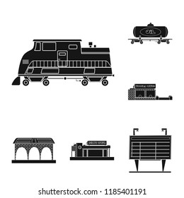 Isolated object of train and station icon. Set of train and ticket stock symbol for web.