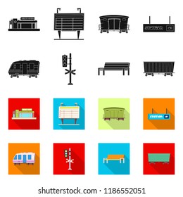 Isolated object of train and station icon. Collection of train and ticket stock symbol for web.