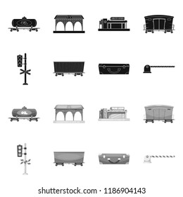 Isolated object of train and station icon. Collection of train and ticket stock symbol for web.
