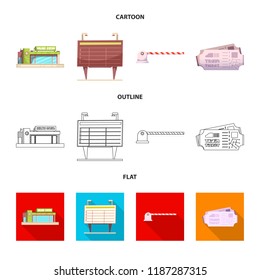 Isolated object of train and station icon. Set of train and ticket vector icon for stock.