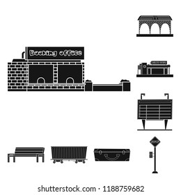 Isolated object of train and station icon. Set of train and ticket stock vector illustration.