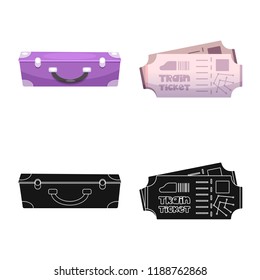 Isolated object of train and station icon. Set of train and ticket stock vector illustration.