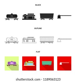 Isolated object of train and station icon. Collection of train and ticket stock symbol for web.