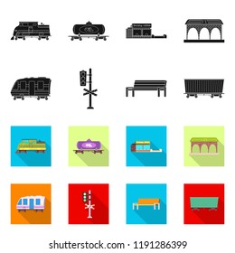 Isolated object of train and station icon. Collection of train and ticket stock vector illustration.