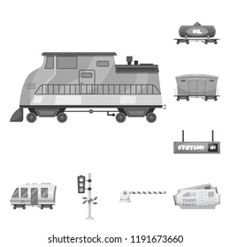 Isolated object of train and station icon. Set of train and ticket stock symbol for web.