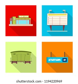 Isolated object of train and station icon. Collection of train and ticket stock symbol for web.