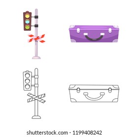 Isolated object of train and station icon. Collection of train and ticket stock symbol for web.