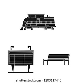 Isolated object of train and station icon. Collection of train and ticket stock symbol for web.