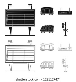 Isolated object of train and station icon. Set of train and ticket stock vector illustration.