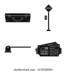 Isolated object of train and station logo. Set of train and ticket vector icon for stock.