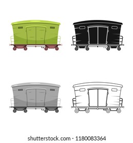 Isolated object of train and station logo. Collection of train and ticket stock vector illustration.