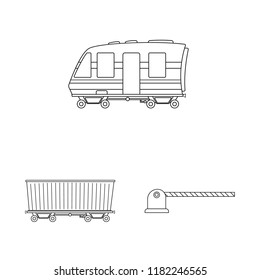 Isolated object of train and station logo. Collection of train and ticket stock symbol for web.