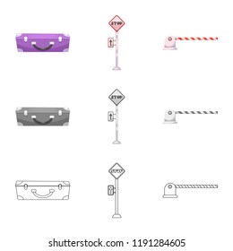 Isolated object of train and station logo. Set of train and ticket stock vector illustration.