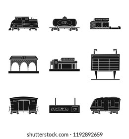 Isolated object of train and station logo. Set of train and ticket stock symbol for web.
