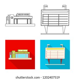 Isolated object of train and station logo. Collection of train and ticket stock symbol for web.