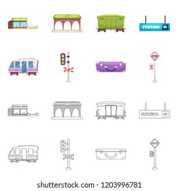 Isolated object of train and station logo. Collection of train and ticket stock symbol for web.