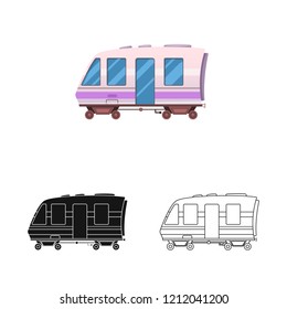 Isolated object of train and station logo. Set of train and ticket stock symbol for web.