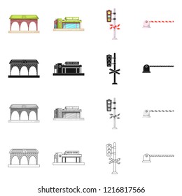 Isolated object of train and station logo. Collection of train and ticket vector icon for stock.