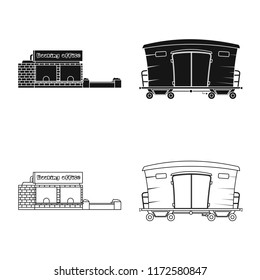 Isolated object of train and station sign. Set of train and ticket stock vector illustration.