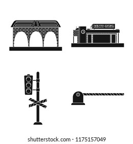 Isolated object of train and station sign. Collection of train and ticket stock symbol for web.