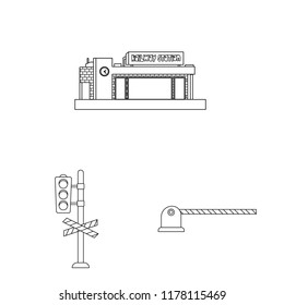 Isolated object of train and station sign. Set of train and ticket vector icon for stock.