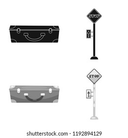 Isolated object of train and station sign. Collection of train and ticket stock symbol for web.