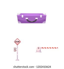 Isolated object of train and station sign. Set of train and ticket stock vector illustration.