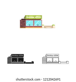 Isolated object of train and station sign. Set of train and ticket stock symbol for web.