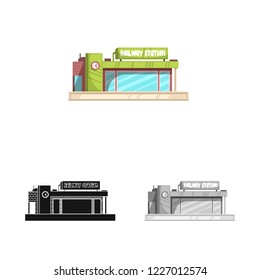Isolated object of train and station sign. Collection of train and ticket vector icon for stock.