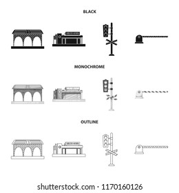 Isolated object of train and station symbol. Collection of train and ticket vector icon for stock.