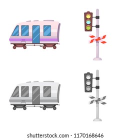Isolated object of train and station symbol. Collection of train and ticket vector icon for stock.