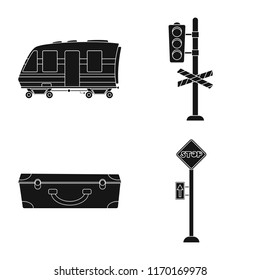 Isolated object of train and station symbol. Collection of train and ticket stock symbol for web.