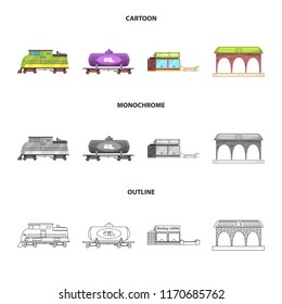 Isolated object of train and station symbol. Set of train and ticket stock vector illustration.
