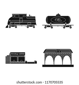 Isolated object of train and station symbol. Collection of train and ticket stock vector illustration.