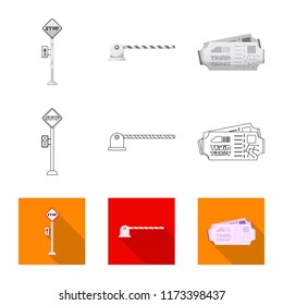 Isolated object of train and station symbol. Collection of train and ticket vector icon for stock.