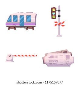 Isolated object of train and station symbol. Collection of train and ticket vector icon for stock.