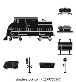 Isolated object of train and station symbol. Set of train and ticket vector icon for stock.