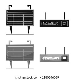 Isolated object of train and station symbol. Set of train and ticket stock symbol for web.