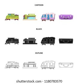 Isolated object of train and station symbol. Set of train and ticket stock vector illustration.