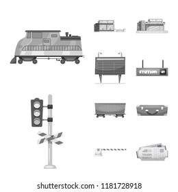 Isolated object of train and station symbol. Set of train and ticket stock vector illustration.