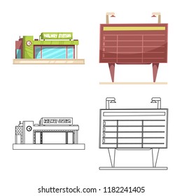Isolated object of train and station symbol. Collection of train and ticket vector icon for stock.