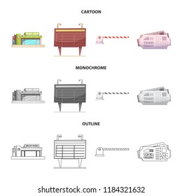 Isolated object of train and station symbol. Collection of train and ticket stock symbol for web.