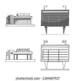 Isolated object of train and station symbol. Collection of train and ticket vector icon for stock.