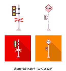 Isolated object of train and station symbol. Collection of train and ticket vector icon for stock.