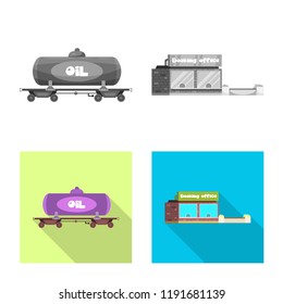 Isolated object of train and station symbol. Collection of train and ticket vector icon for stock.